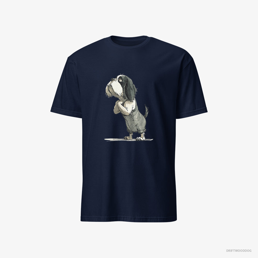 Cavalier King Charles Spaniel T-Shirt – Men Navy T-Shirt Classic – Begging (on White Background)