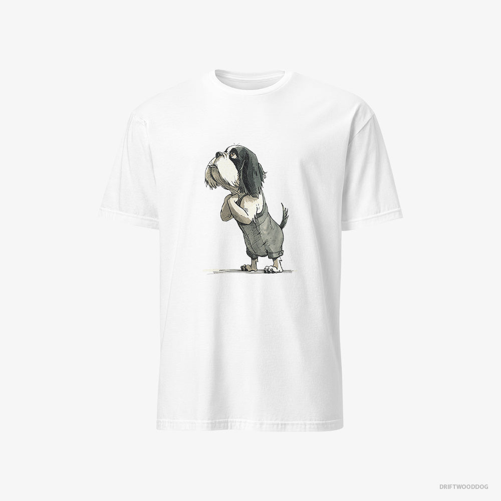 Cavalier King Charles Spaniel T-Shirt – Men White T-Shirt Classic – Begging (on White Background)