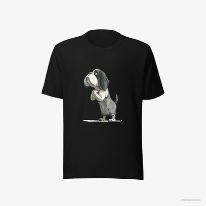 Cavalier King Charles Spaniel T-Shirt – Men Black T-Shirt Eco-Friendly – Begging (on White Background)