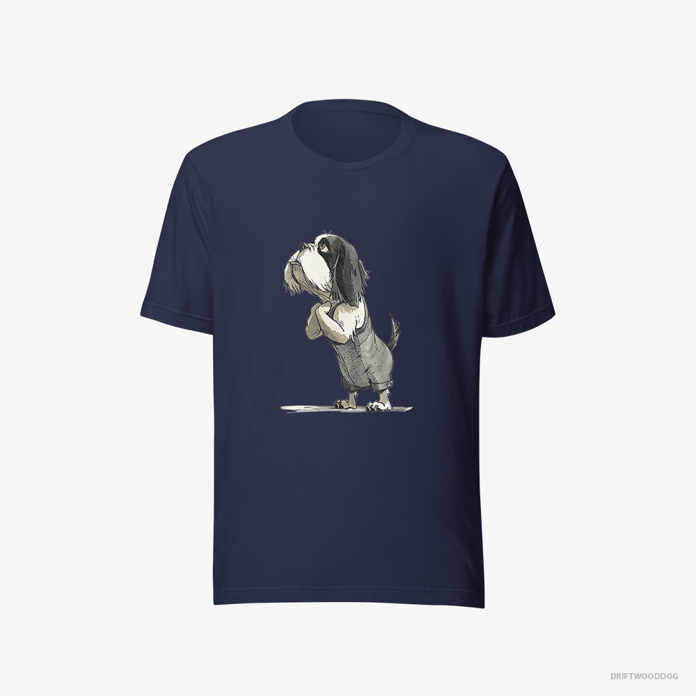 Cavalier King Charles Spaniel T-Shirt – Men Navy T-Shirt Eco-Friendly – Begging (on White Background)