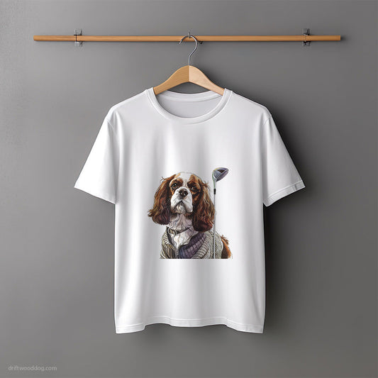 Cavalier King Charles Spaniel with Golf on the Mind T-Shirt – Unisex Tee for Dog Lovers