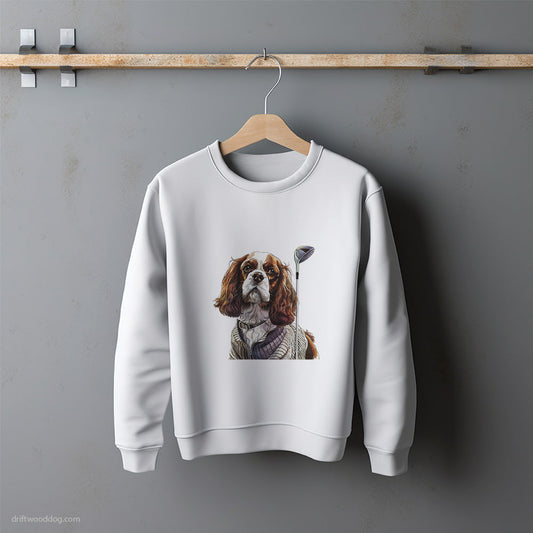 Cavalier King Charles Spaniel with Golf on the Mind Sweatshirt – Unisex Sweatshirt for Dog Lovers