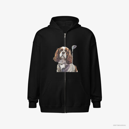 Cavalier King Charles Spaniel with Golf on the Mind Black Hoodie