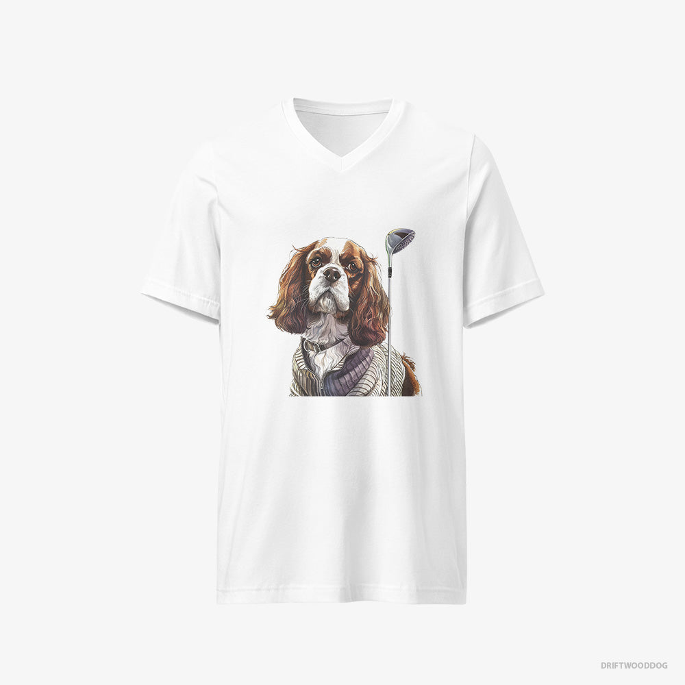 Cavalier King Charles Spaniel with Golf on the Mind V-Neck T-Shirt