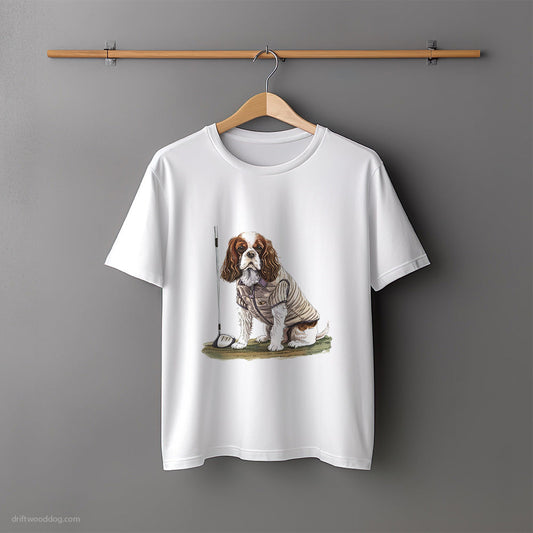 Cavalier King Charles Spaniel Playing Golf T-Shirt – Unisex Tee for Dog Lovers