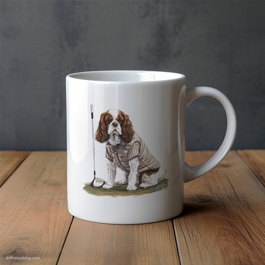 Cavalier King Charles Spaniel Playing Golf Mug – Unique Dog Cups | Dog-Themed Mugs