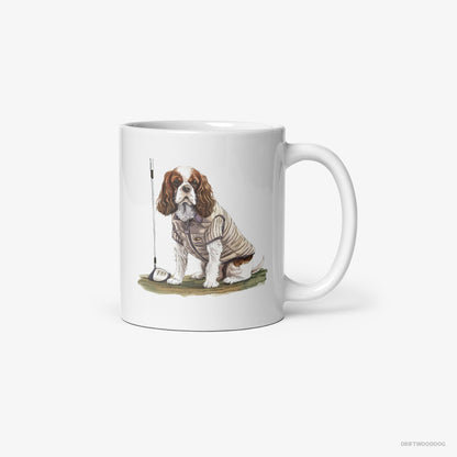 Cavalier King Charles Spaniel Playing Golf White Mug