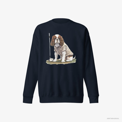 Cavalier King Charles Spaniel Playing Golf Navy Sweatshirt