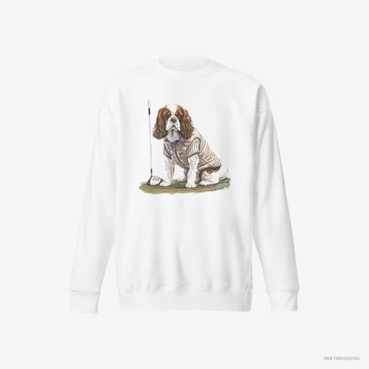 Cavalier King Charles Spaniel Playing Golf White Sweatshirt