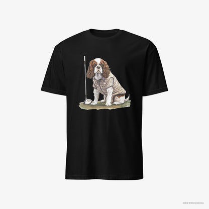 Cavalier King Charles Spaniel Playing Golf Black T-Shirt