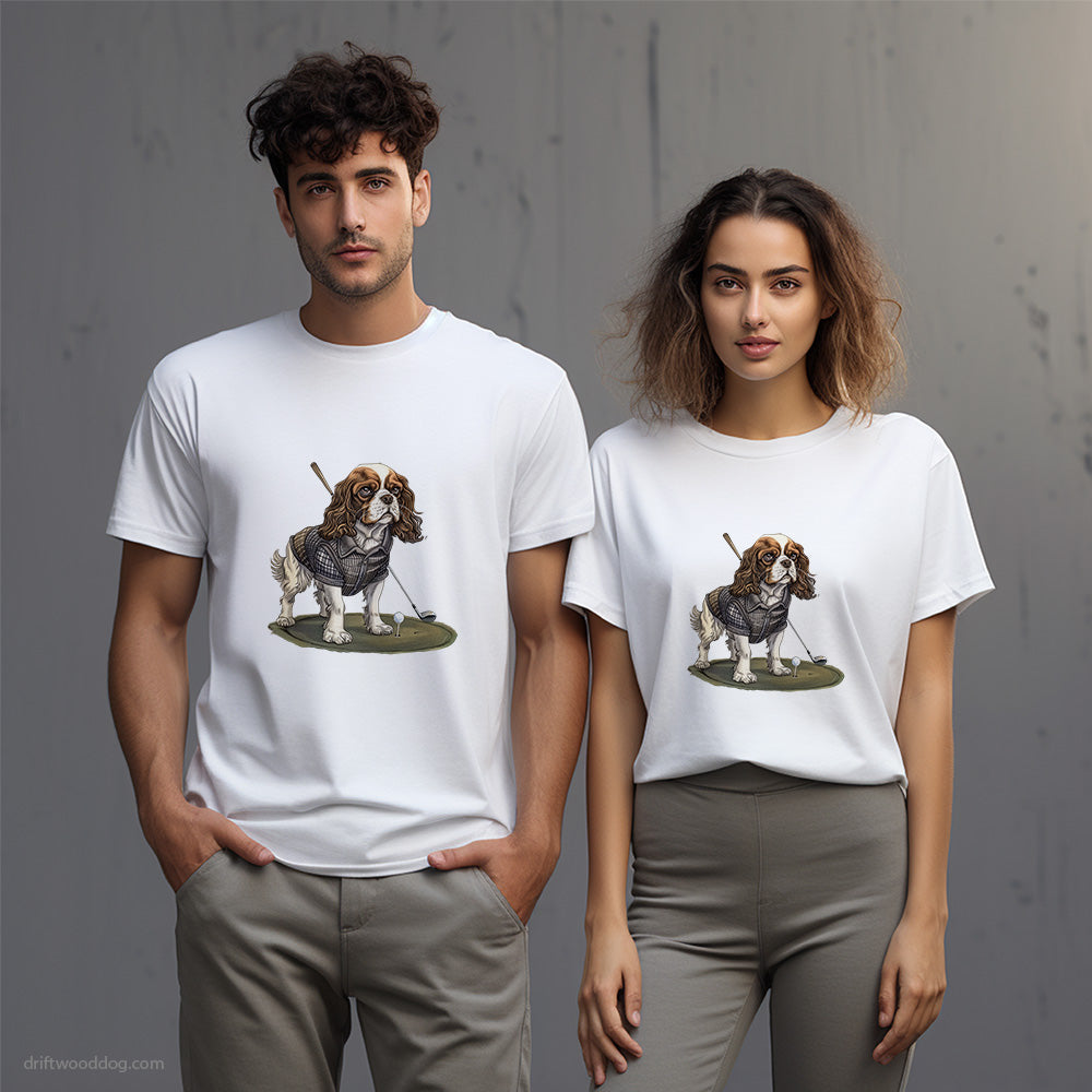 Cavalier King Charles Spaniel Mastering the Golf Swing T-Shirt – Unisex T-Shirt for Dog Lovers 