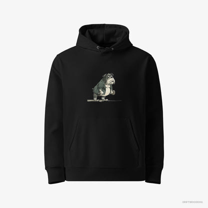 Bulldog Working Out with Dumbbells Black Hoodie