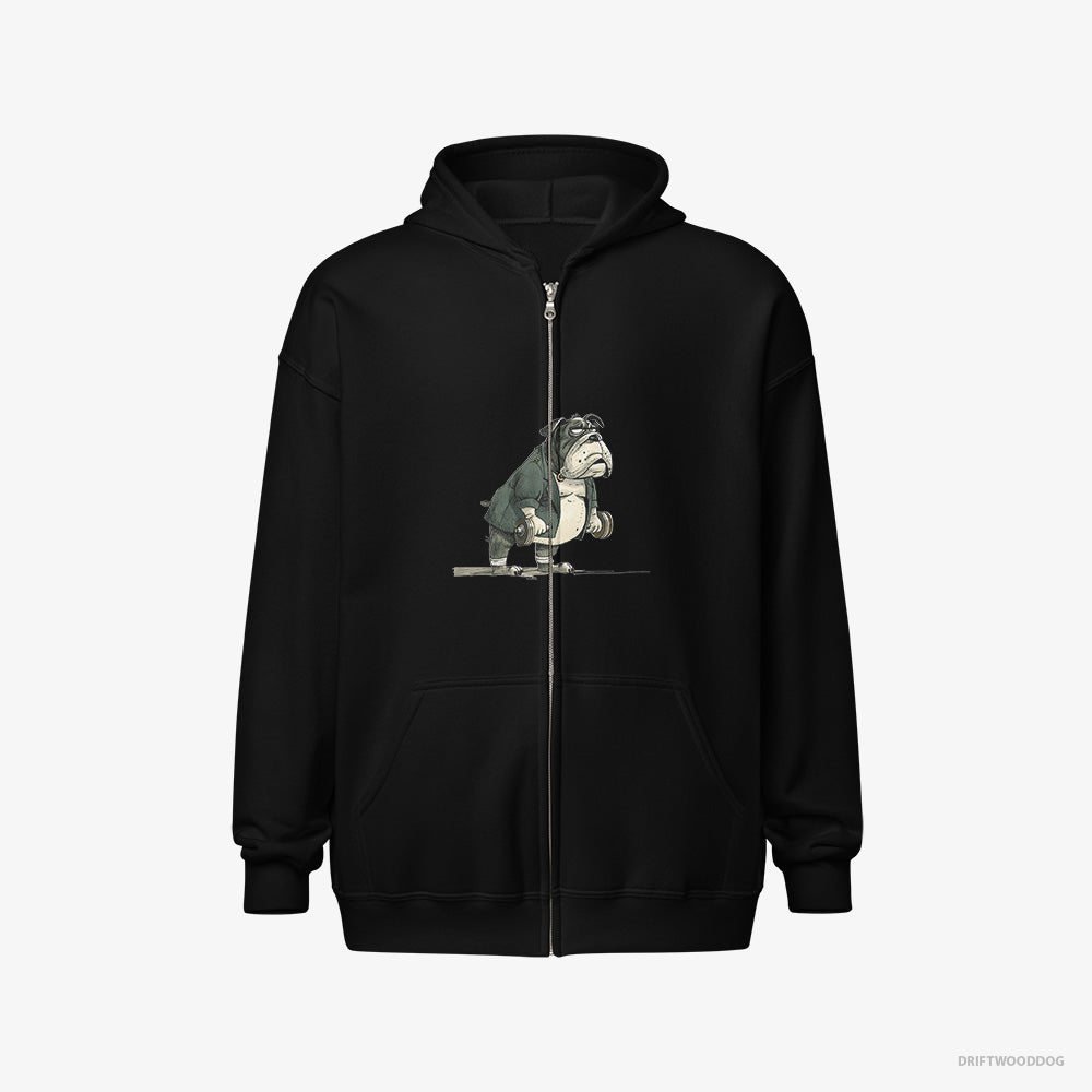 Bulldog Working Out with Dumbbells Full-Zip Hoodie