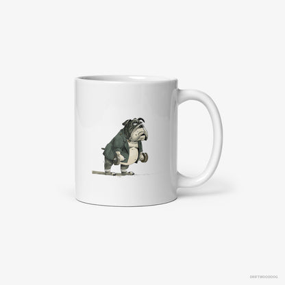 Bulldog Working Out with Dumbbells White Mug