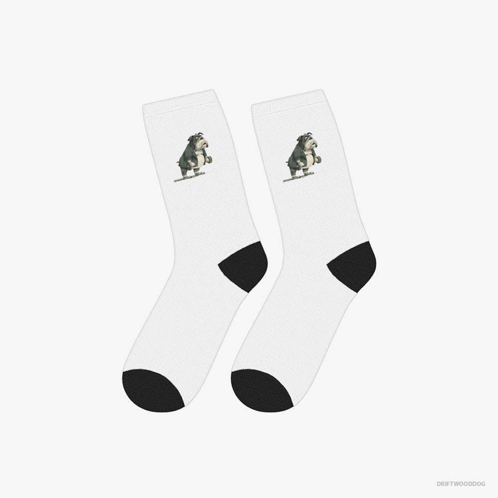 Bulldog Working Out with Dumbbells – Socks White – Classic