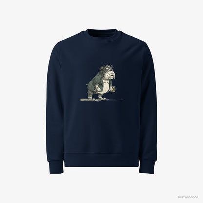 Bulldog Working Out with Dumbbells Navy Sweatshirt