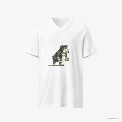 Bulldog Working Out with Dumbbells White T-Shirt