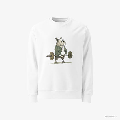 Bulldog Ready to Lift White Sweatshirt