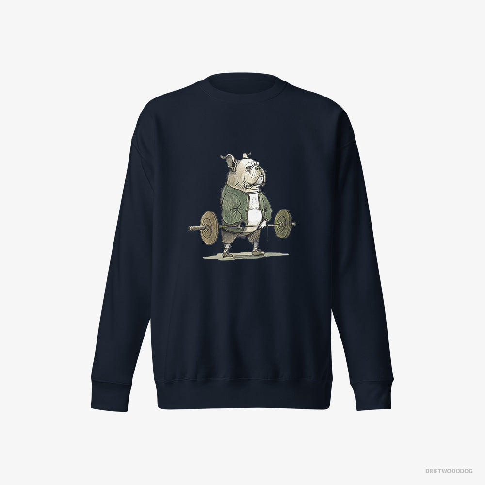 Bulldog Sweatshirt – Men Navy Sweatshirt Eco-Friendly – Ready to Lift (on White Background)