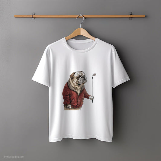 Funny Bulldog in Golf Mode T-Shirt – Unisex Tee for Dog Lovers