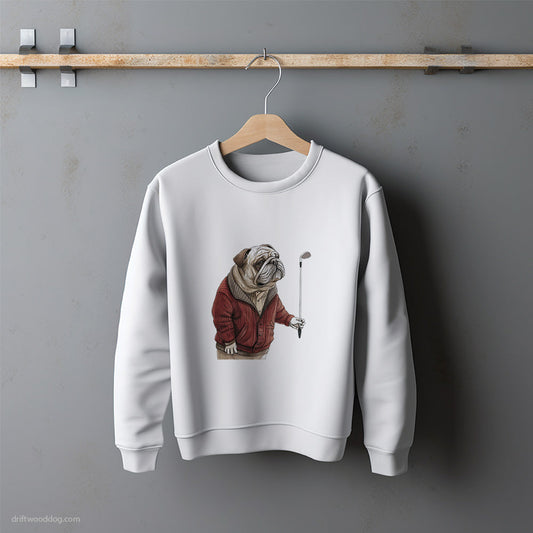 Funny Bulldog in Golf Mode Sweatshirt – Unisex Sweatshirt for Dog Lovers