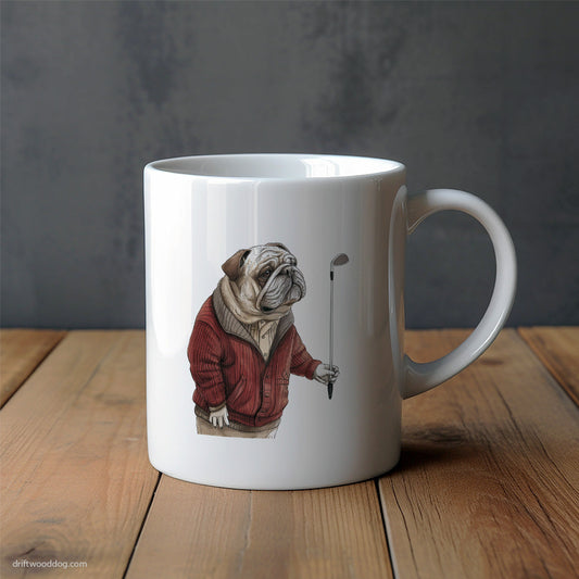 Funny Bulldog in Golf Mode Mug – Unique Dog Cups | Dog-Themed Mugs