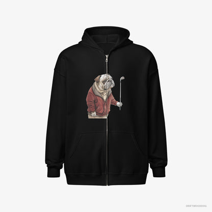 Bulldog in Golf Mode Black Hoodie