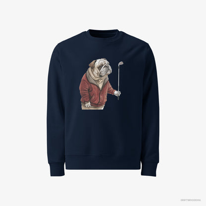 Bulldog Sweatshirt – Men Navy Sweatshirt Classic – in Golf Mode (on White Background)