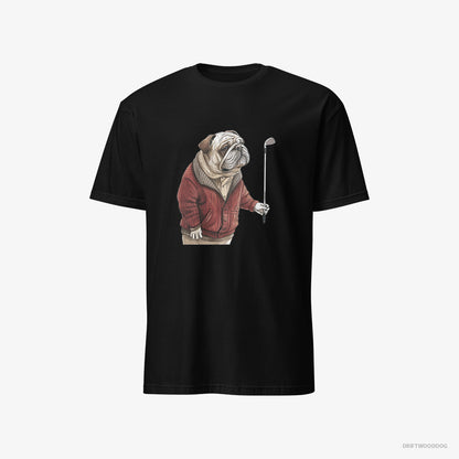 Bulldog in Golf Mode Black T-Shirt