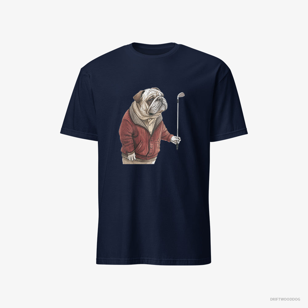 Bulldog T-Shirt – Women Navy T-Shirt Classic – in Golf Mode (on White Background)