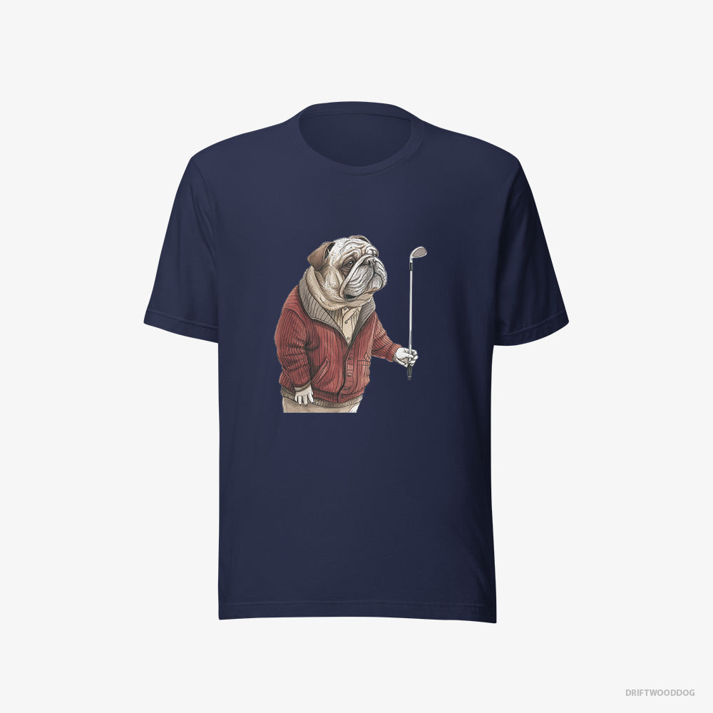 Bulldog T-Shirt – Women Navy T-Shirt Eco-Friendly – in Golf Mode (on White Background)