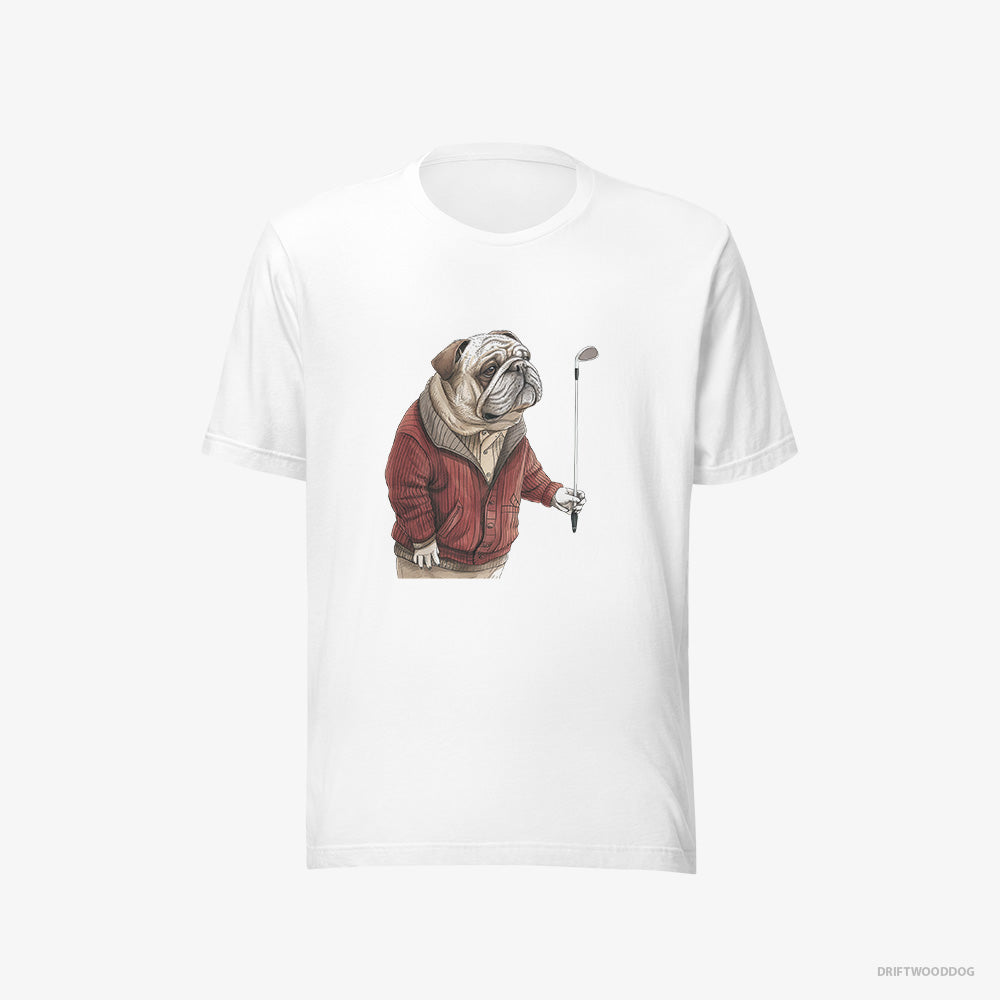 Bulldog T-Shirt – Men White T-Shirt Eco-Friendly – in Golf Mode (on White Background)