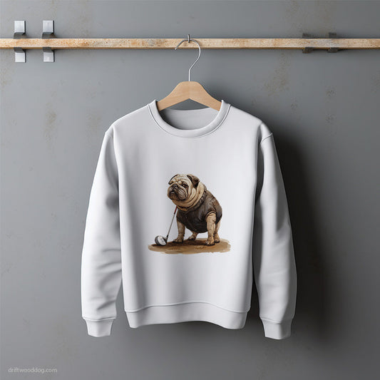 Bulldog Ready for the Golf Tournament Sweatshirt – Unisex Sweatshirt for Dog Lovers