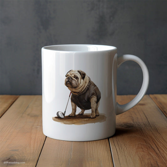 Bulldog Ready for the Golf Tournament Mug – Unique Dog Cups | Dog-Themed Mugs