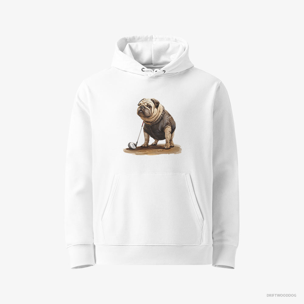 Bulldog Hoodie – Men White Hoodie Eco-Friendly – Ready for the Golf Tournament (on White Background)