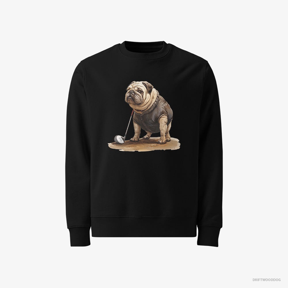 Bulldog Sweatshirt – Men Black Sweatshirt Classic – Ready for the Golf Tournament (on White Background)