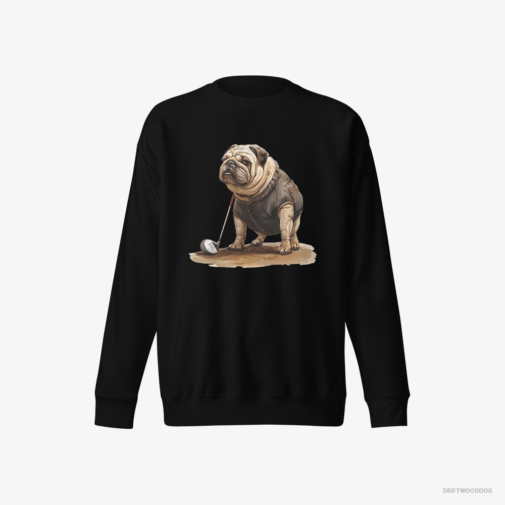 Bulldog Sweatshirt – Women Black Sweatshirt Eco-Friendly – Ready for the Golf Tournament (on White Background)