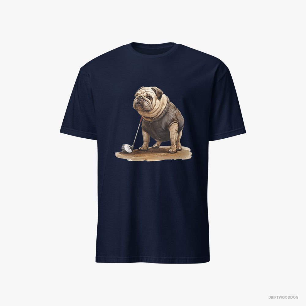 Bulldog T-Shirt – Men Navy T-Shirt Classic – Ready for the Golf Tournament (on White Background)