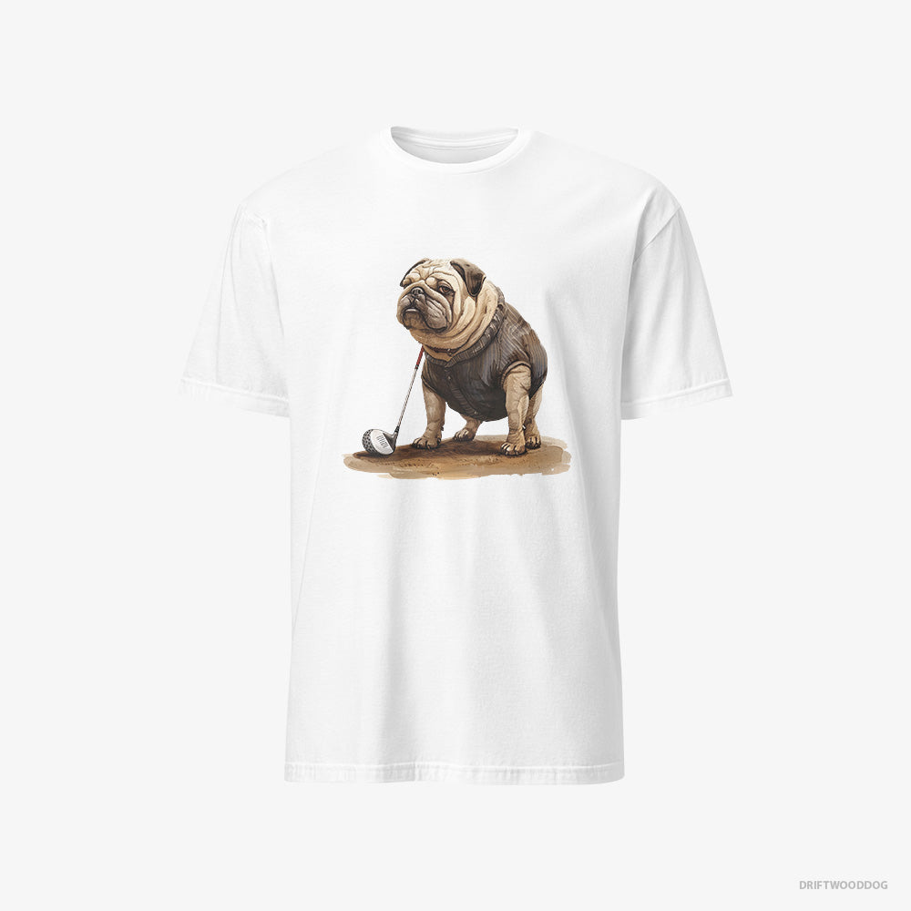 Bulldog T-Shirt – Men White T-Shirt Classic – Ready for the Golf Tournament (on White Background)