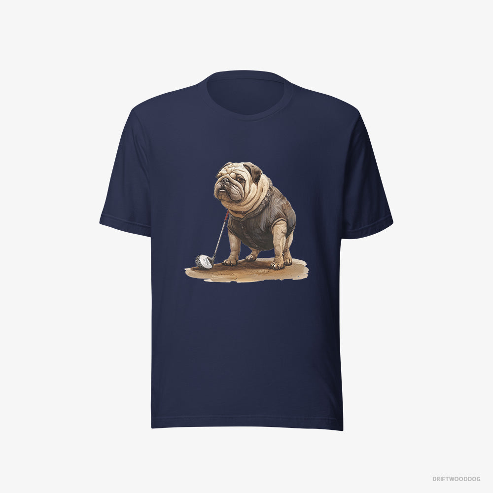 Bulldog T-Shirt – Men Navy T-Shirt Eco-Friendly – Ready for the Golf Tournament (on White Background)