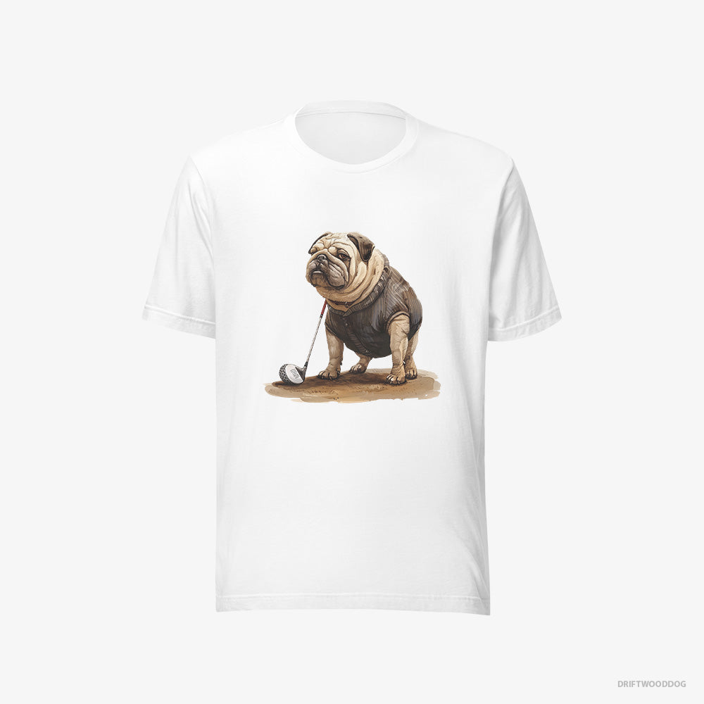 Bulldog T-Shirt – Men White T-Shirt Eco-Friendly – Ready for the Golf Tournament (on White Background)