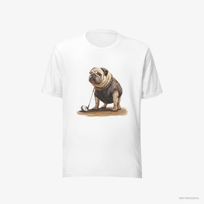 Bulldog T-Shirt – Men White T-Shirt Eco-Friendly – Ready for the Golf Tournament (on White Background)