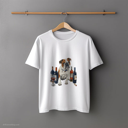 Bulldog Ready for Wine Tasting T-Shirt – Unisex Tee for Dog Lovers