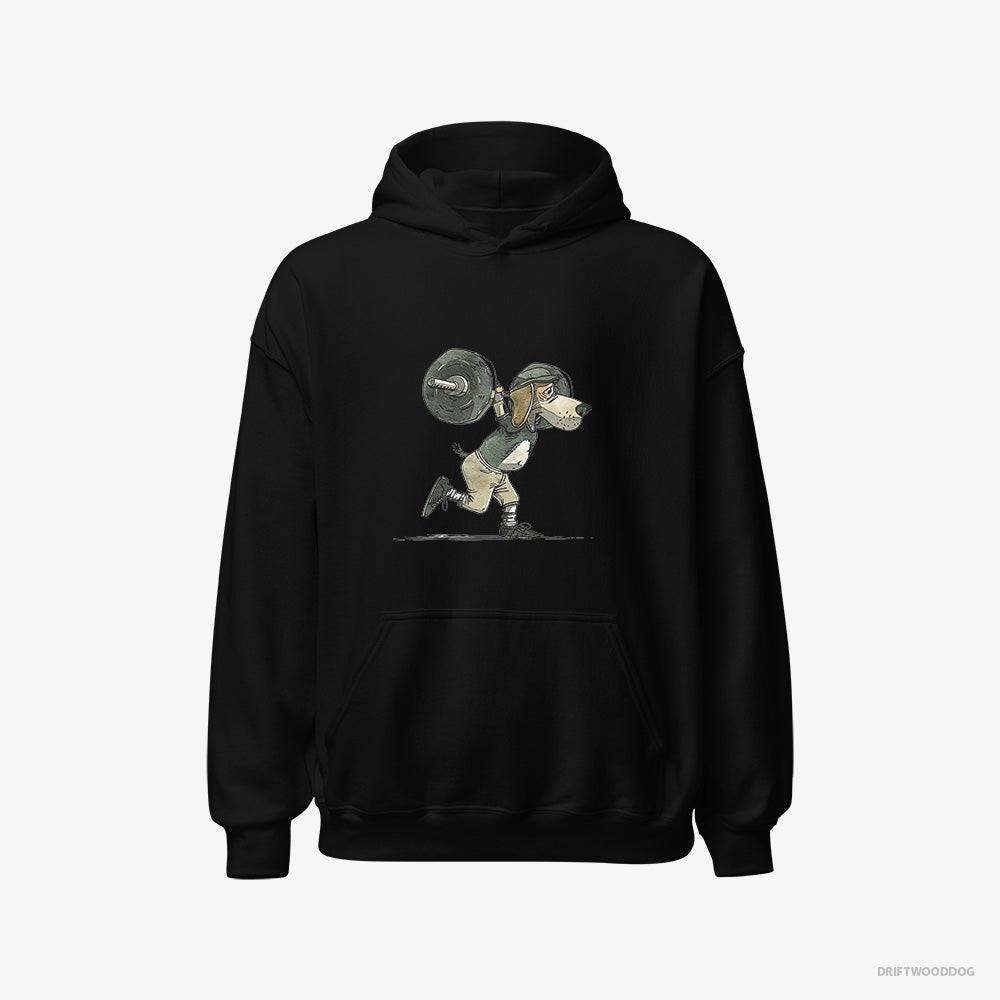 Beagle Hoodie – Women Black Hoodie Classic – Killing It at the Gym (on White Background)