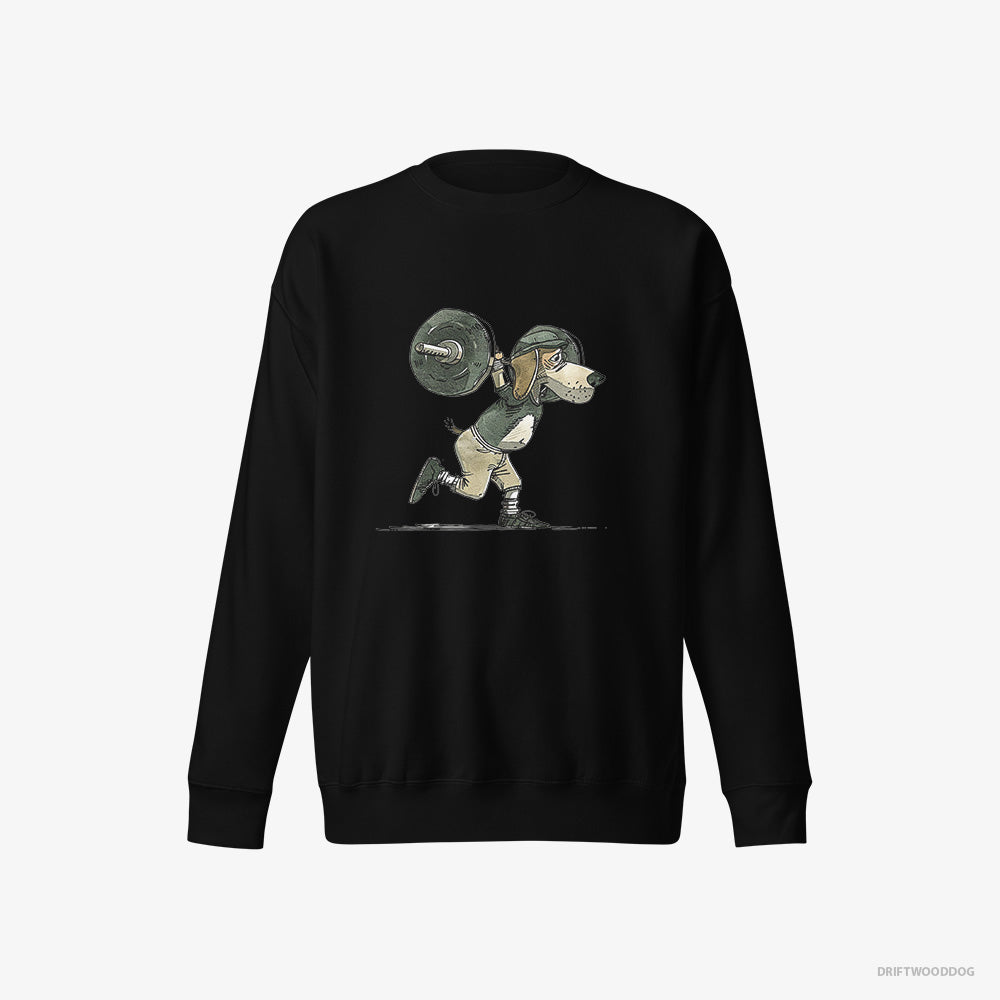 Beagle Sweatshirt – Women Black Sweatshirt Eco-Friendly – Killing It at the Gym (on White Background)