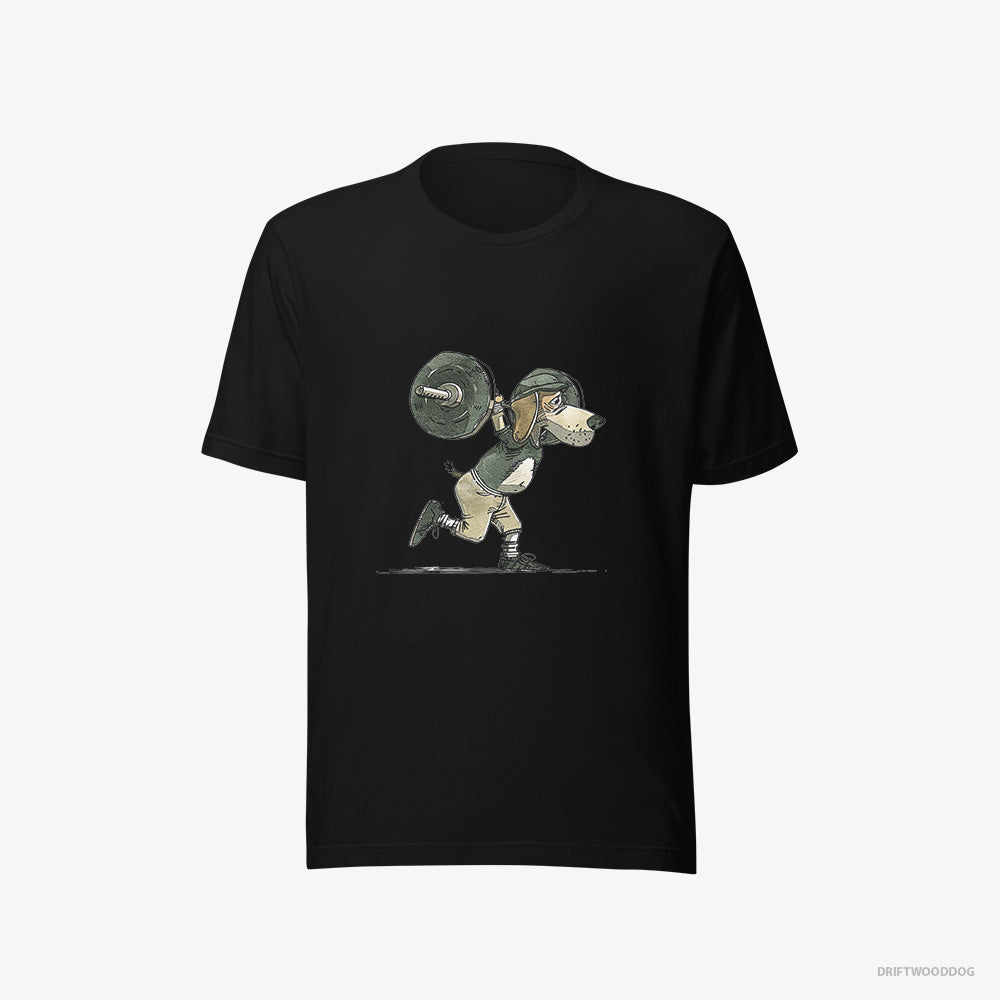 Beagle T-Shirt – Women Black T-Shirt Eco-Friendly – Killing It at the Gym (on White Background)