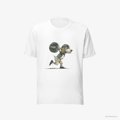 Beagle T-Shirt – Women White T-Shirt Eco-Friendly – Killing It at the Gym (on White Background)