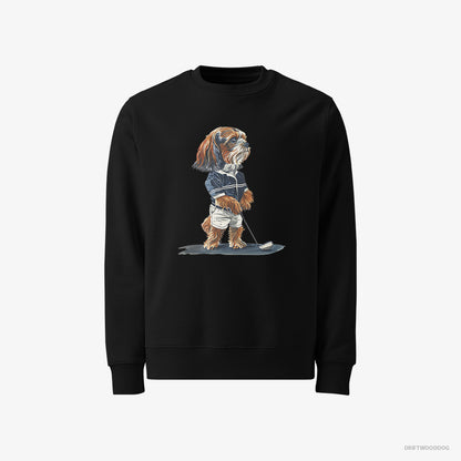 Beagle Sweatshirt – Men Black Sweatshirt Classic – Practicing the Perfect Putt (on White Background)