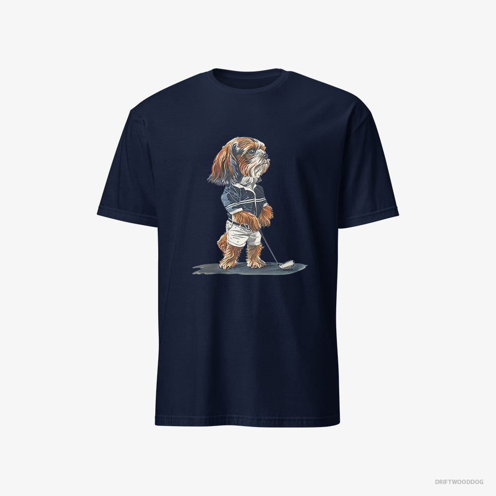 Beagle T-Shirt – Men Navy T-Shirt Classic – Practicing the Perfect Putt (on White Background)