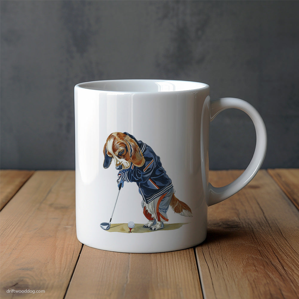 Beagle Crushing the Golf Ball Mug – Unique Dog Cups | Dog-Themed Mugs